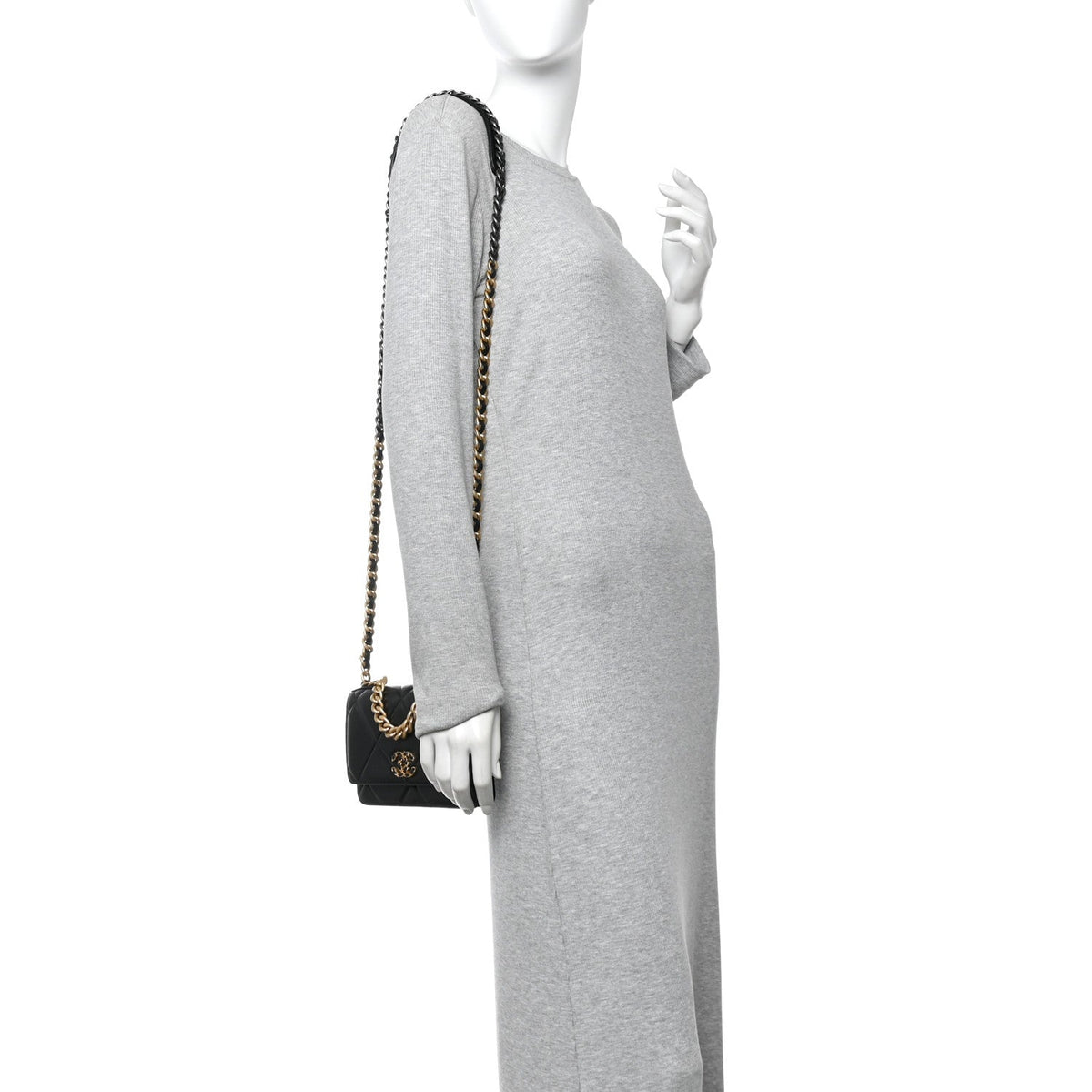 Lambskin Quilted Chanel 19 Wallet On Chain WOC Black wholesalehk.shop