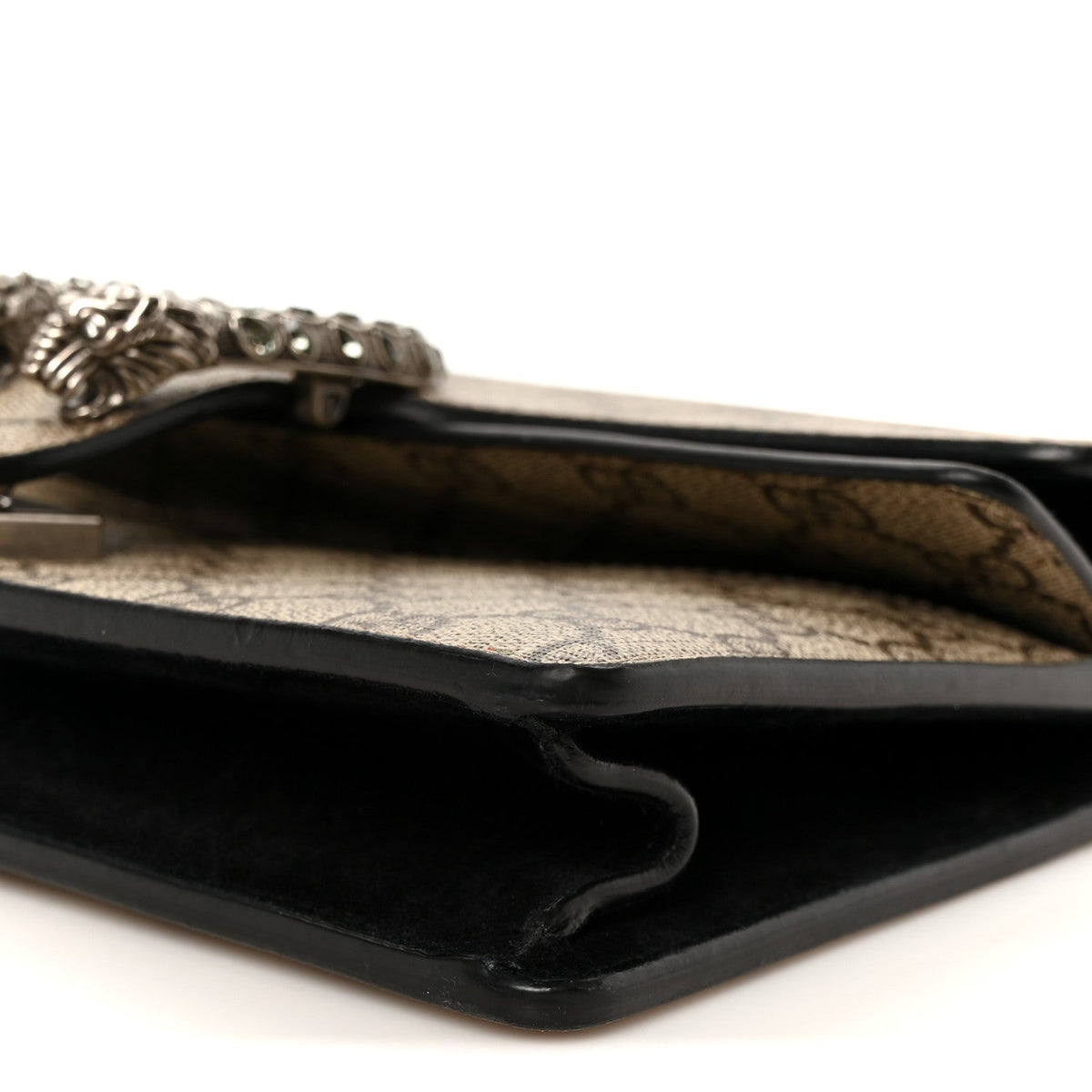 GG Supreme Monogram Suede Crystal Small Dionysus Shoulder Bag Beige Ebony Black wholesalehk.shop