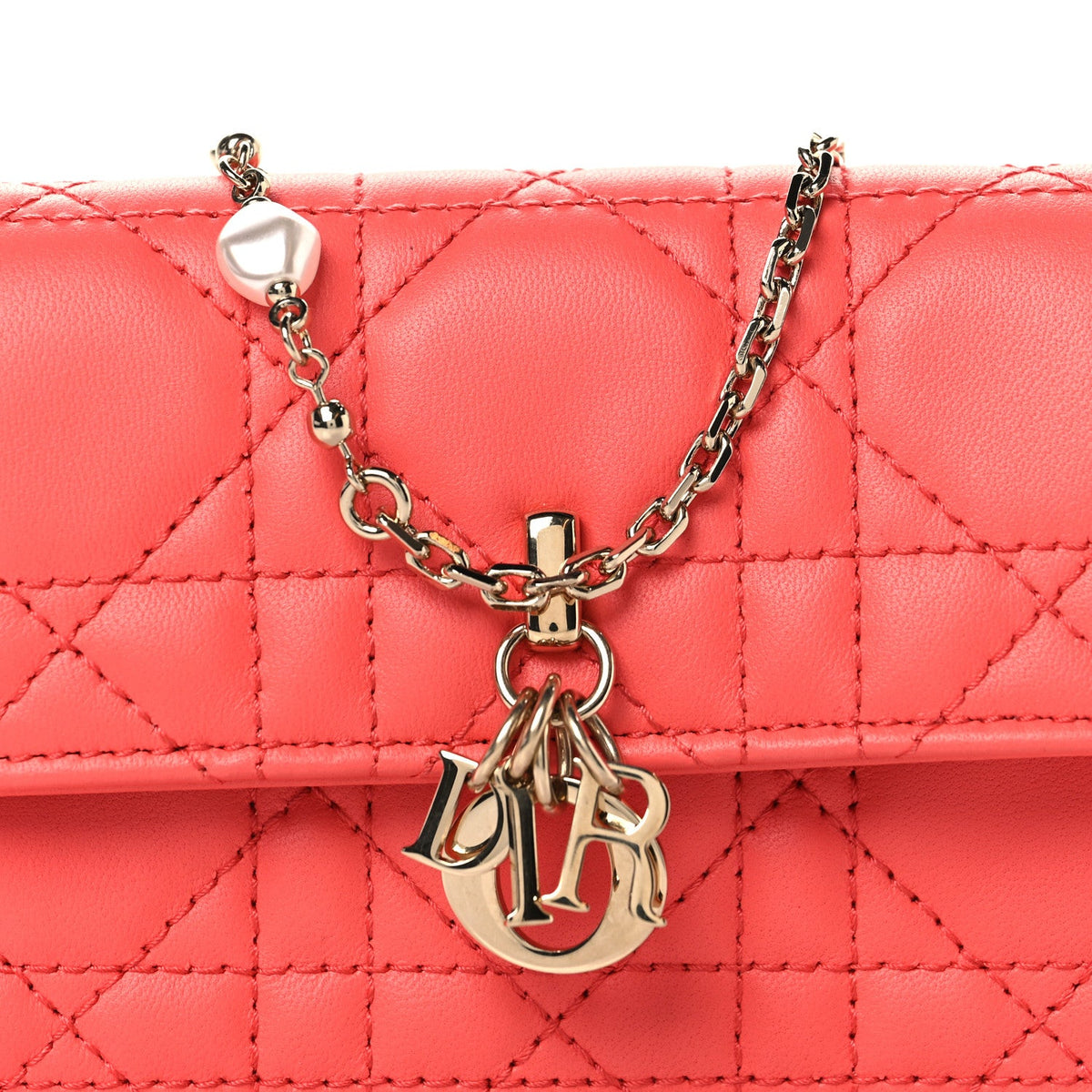 Lambskin Cannage Miss Dior Glycine Wallet on Chain Pink wholesalehk.shop