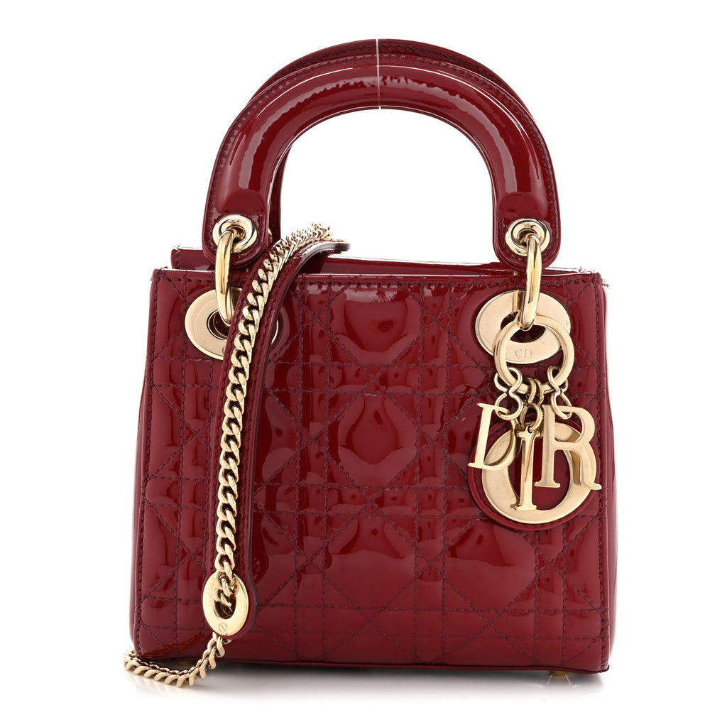 Patent Cannage Mini Lady Dior Red wholesalehk.shop
