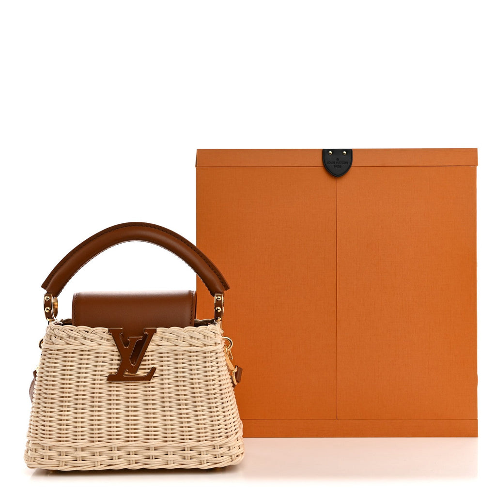 Rattan Calfskin Capucines Mini Brown £¨ Direct shipment via from wholesalehk.shop