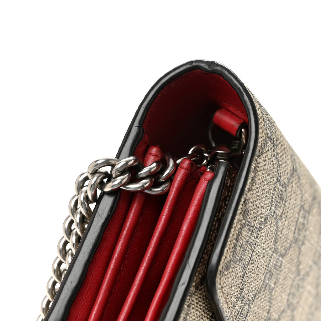 GG Supreme Monogram Mini Dionysus Chain Wallet Beige Vulcanic Red wholesalehk.shop