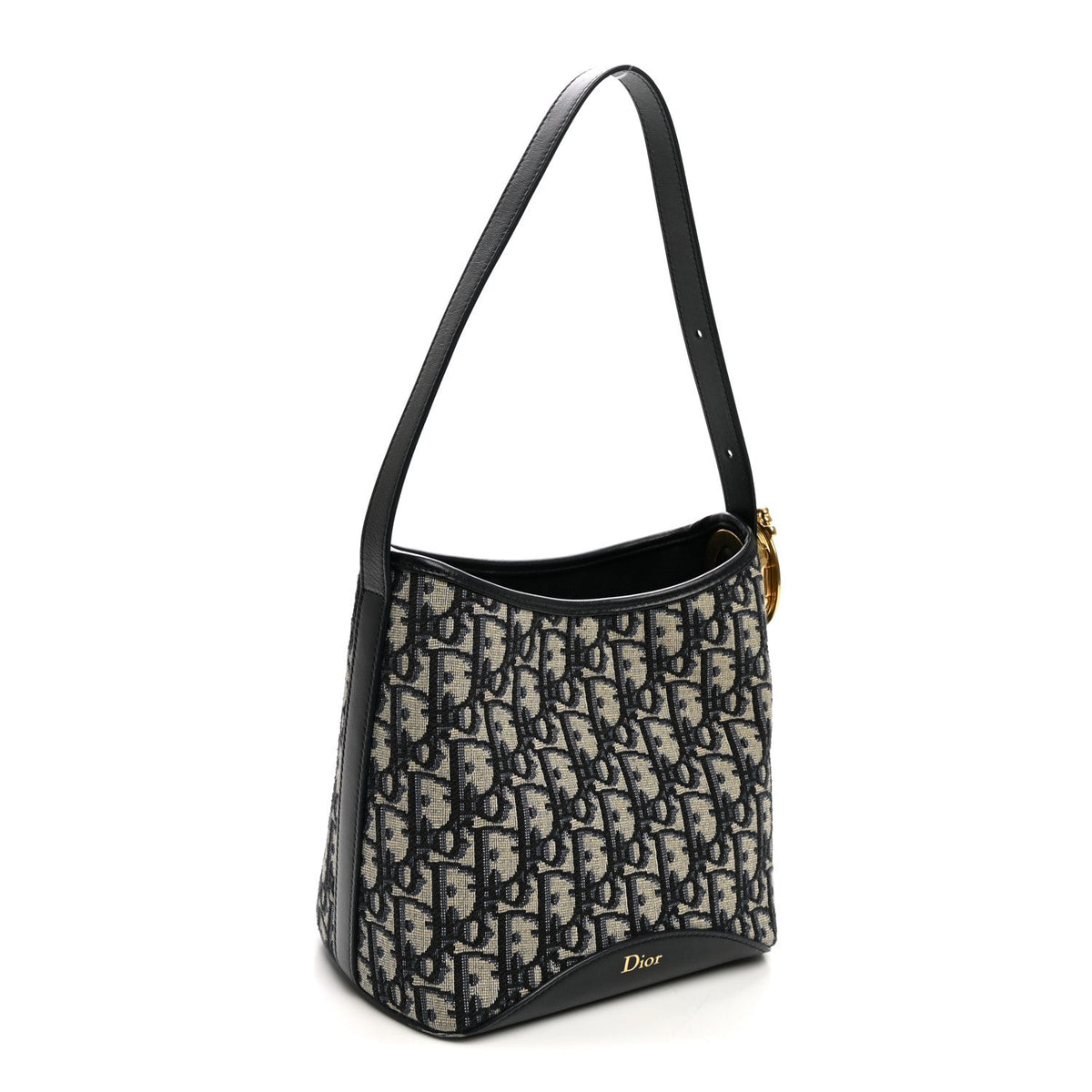Oblique Calfskin Small Medaillon Bucket Bag Blue wholesalehk.shop