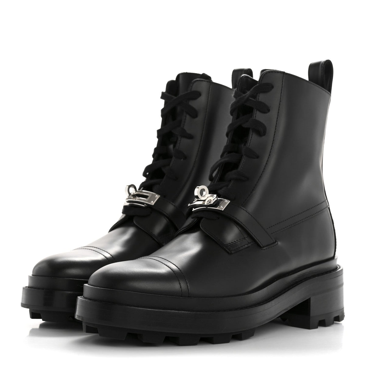 Glossed Calfskin Funk Ankle Boots 36 Black wholesalehk.shop