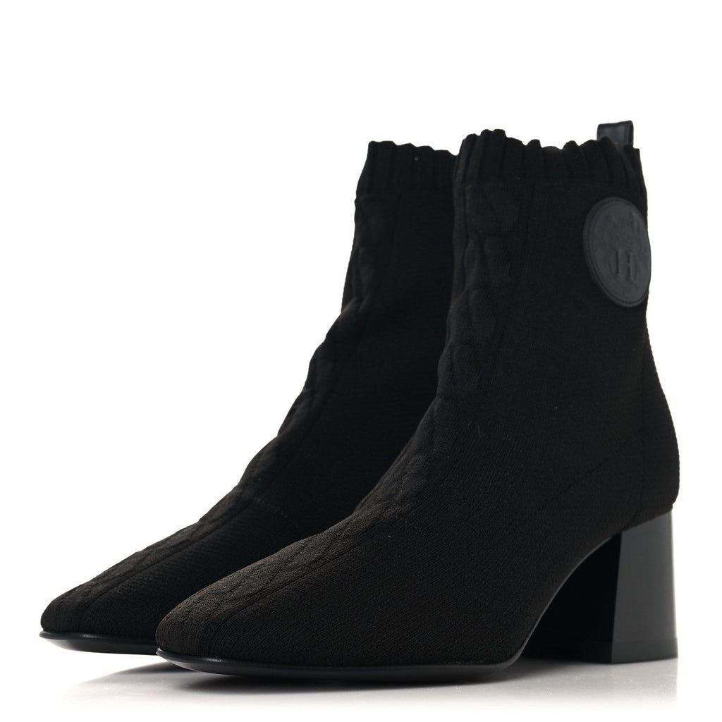 Knit Calfskin Jenna 60 Ankle Boots 36 Black wholesalehk.shop