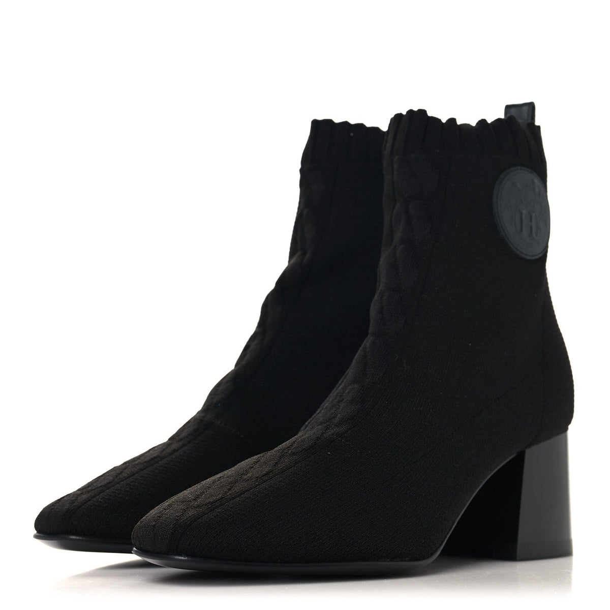 Knit Calfskin Jenna 60 Ankle Boots 36 Black wholesalehk.shop