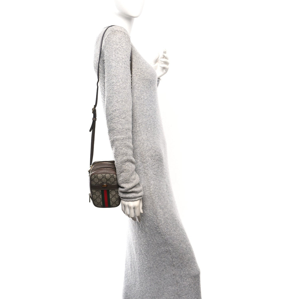 GG Supreme Monogram Web Mini Ophidia Double Zip Crossbody Bag Beige New Acero wholesalehk.shop