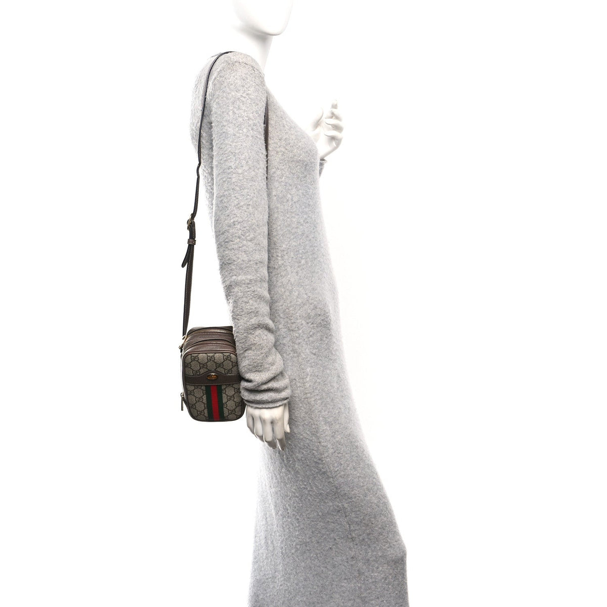 GG Supreme Monogram Web Mini Ophidia Double Zip Crossbody Bag Beige New Acero wholesalehk.shop