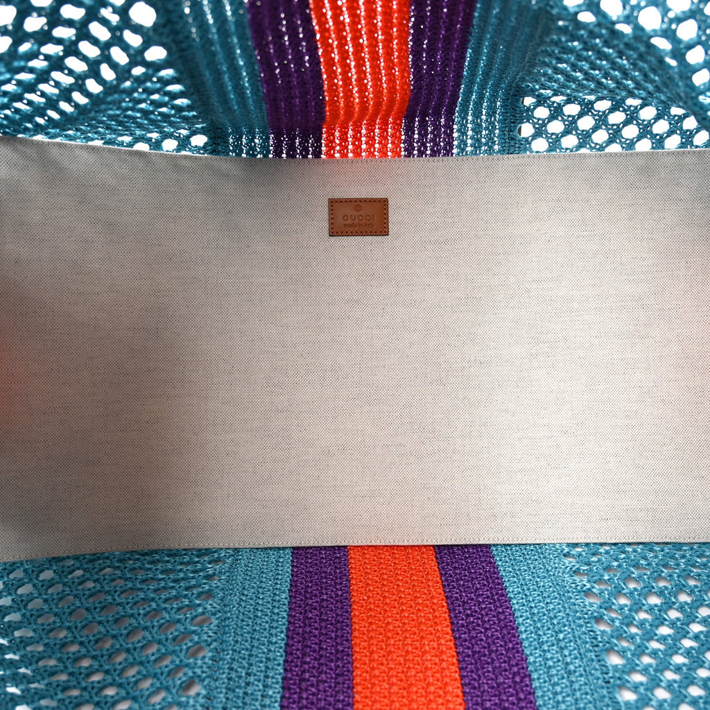 Raffia Web Woven Interlocking G Tote Blue Multicolor wholesalehk.shop