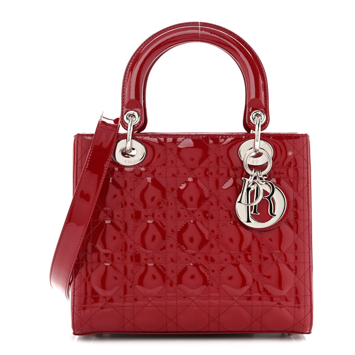 Patent Cannage Medium Lady Dior Red wholesalehk.shop