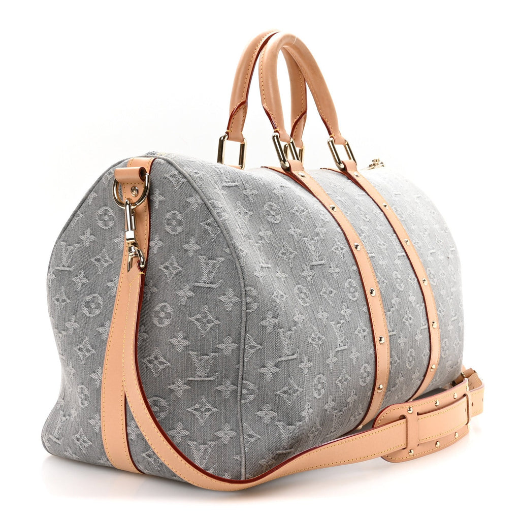 Denim Monogram Studded Keepall Bandouliere 45 Cloudy Grey wholesalehk.shop