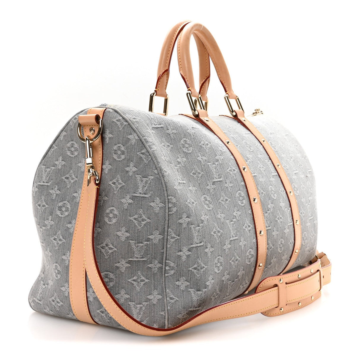 Denim Monogram Studded Keepall Bandouliere 45 Cloudy Grey wholesalehk.shop