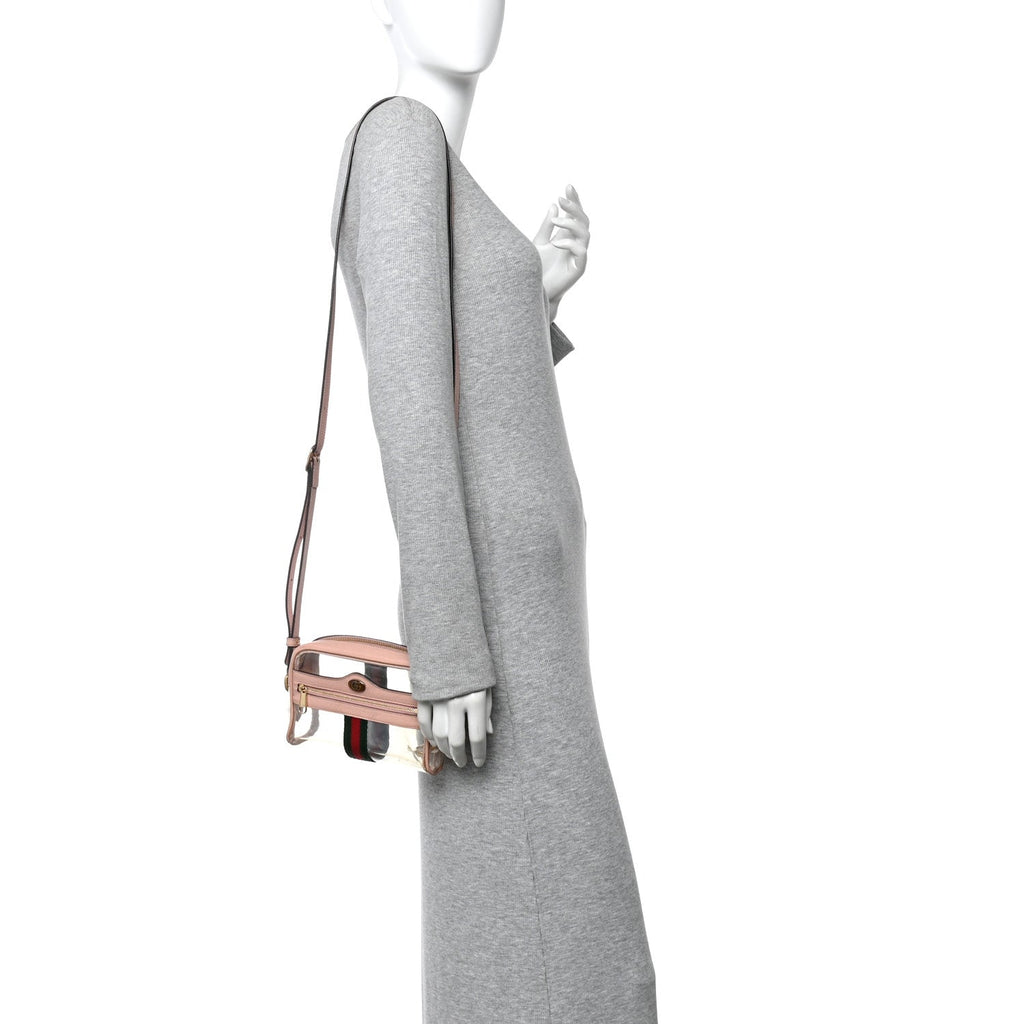 Vinyl Web Mini Ophidia Transparent Shoulder Bag Perfect Pink wholesalehk.shop