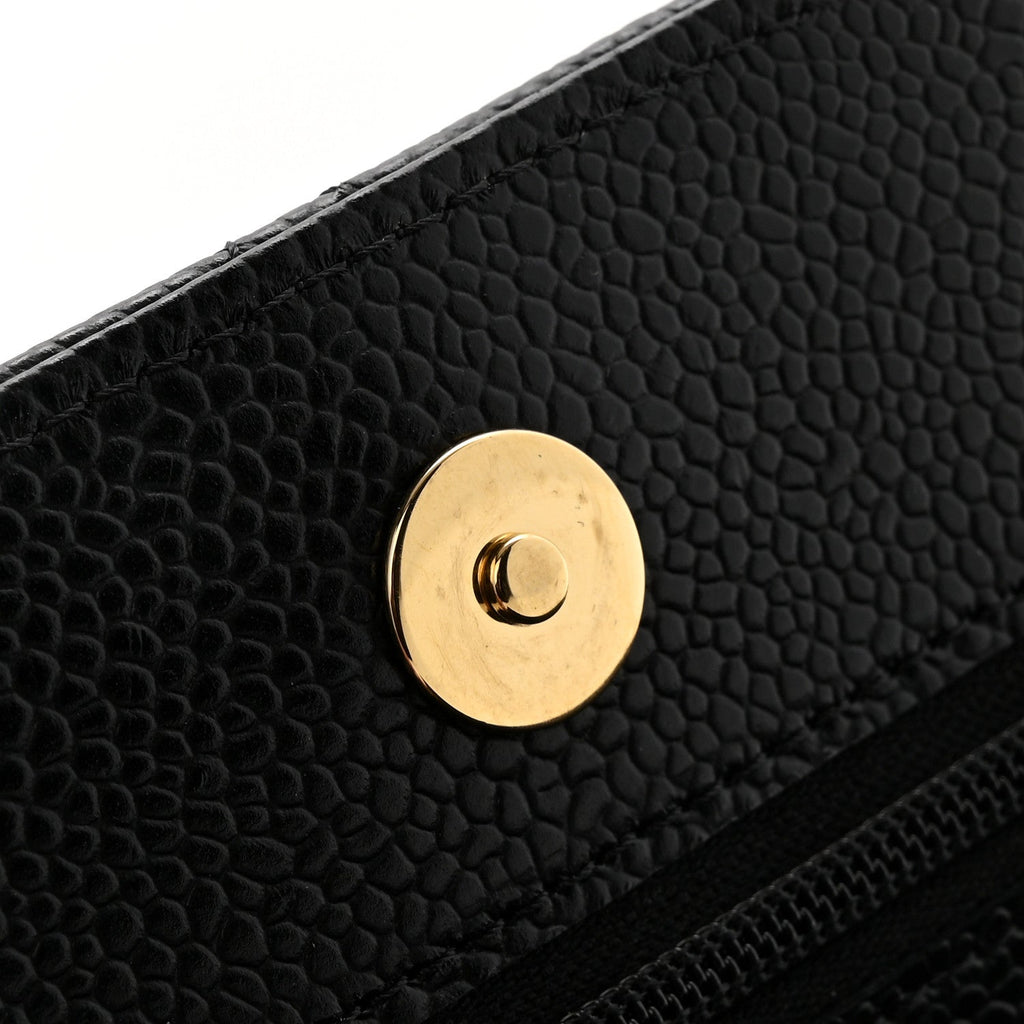 Caviar Quilted Wallet on Chain WOC Black wholesalehk.shop