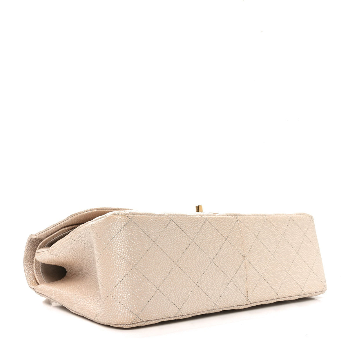Iridescent Caviar Quilted Jumbo Double Flap Beige wholesalehk.shop