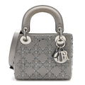 Satin Crystal Cannage Mini Lady Dior Gray wholesalehk.shop