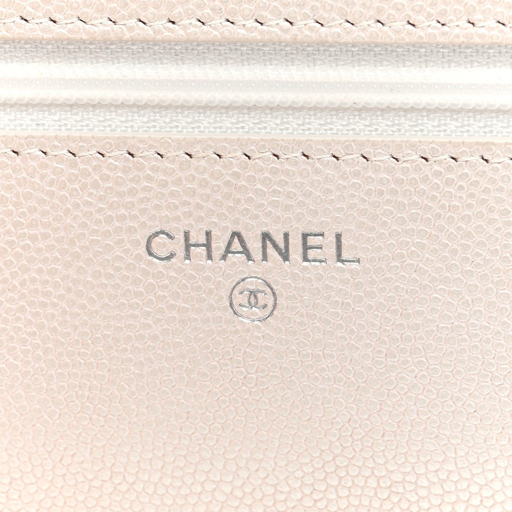 Iridescent Caviar Quilted Golden Class Wallet On Chain WOC White wholesalehk.shop