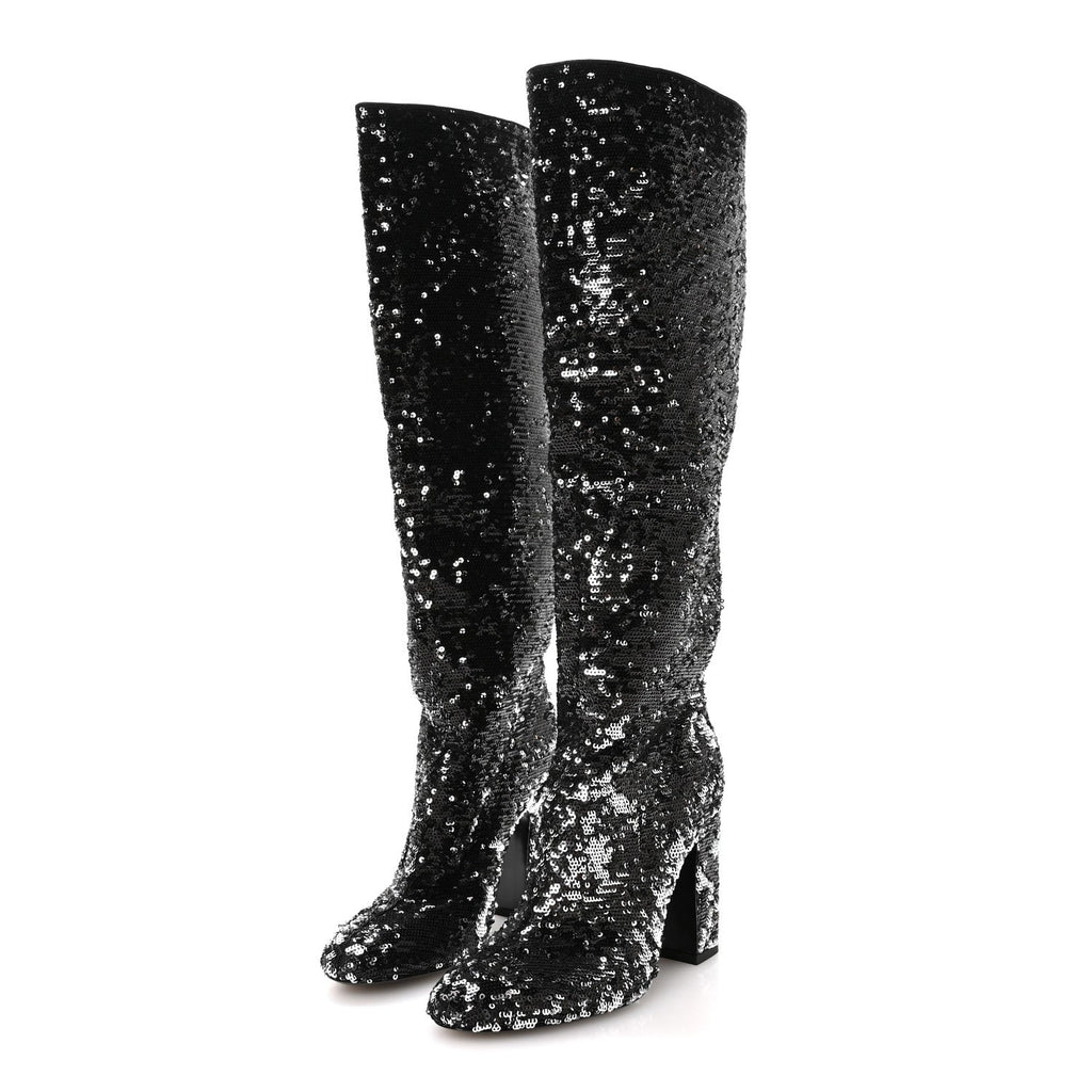 Sequin Donna High Boots 38 Black £¨ Direct shipment via from wholesalehk.shop