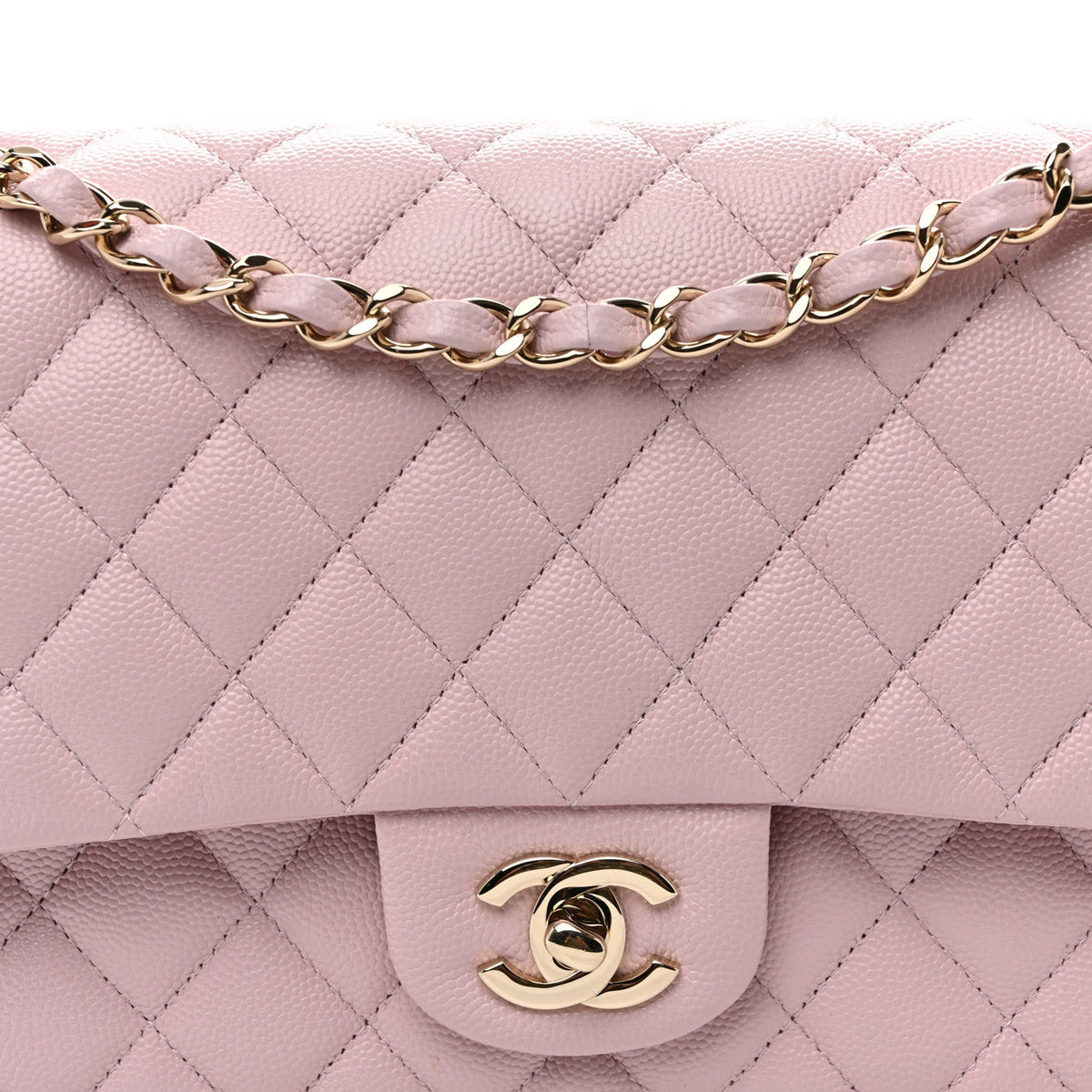 Caviar Quilted Medium Double Flap Light Pink wholesalehk.shop