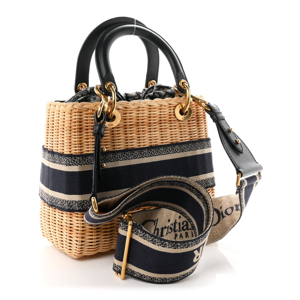 Wicker Oblique Medium Lady Dior Bag Blue wholesalehk.shop