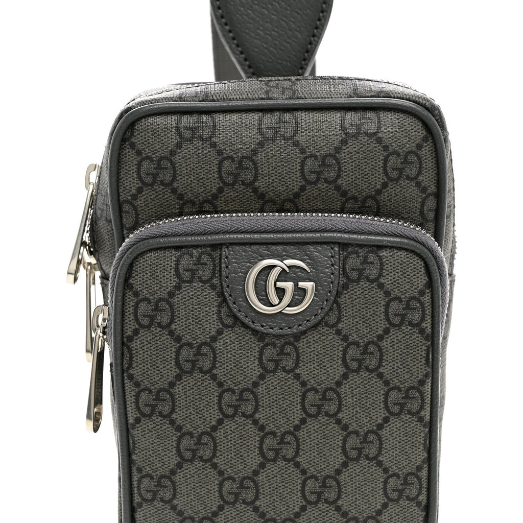 GG Supreme Monogram Textured Dollar Calfskin Mini Ophidia Messenger Grey Black Graphite Grey wholesalehk.shop