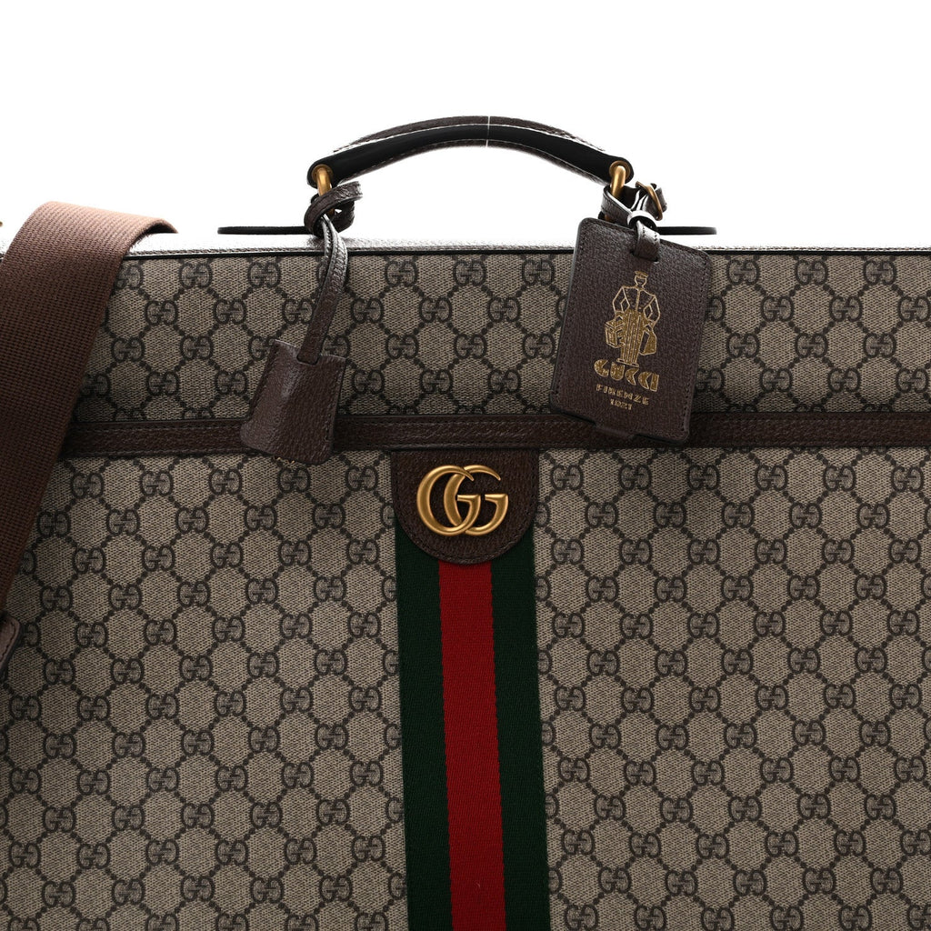 GG Supreme Monogram Textured Dollar Calfskin Web Ophidia Savoy Garment Bag Beige Ebony New Acero wholesalehk.shop