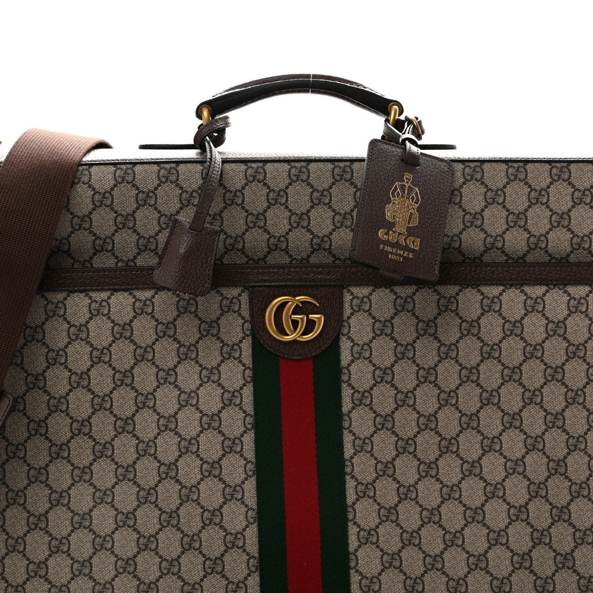 GG Supreme Monogram Textured Dollar Calfskin Web Ophidia Savoy Garment Bag Beige Ebony New Acero wholesalehk.shop