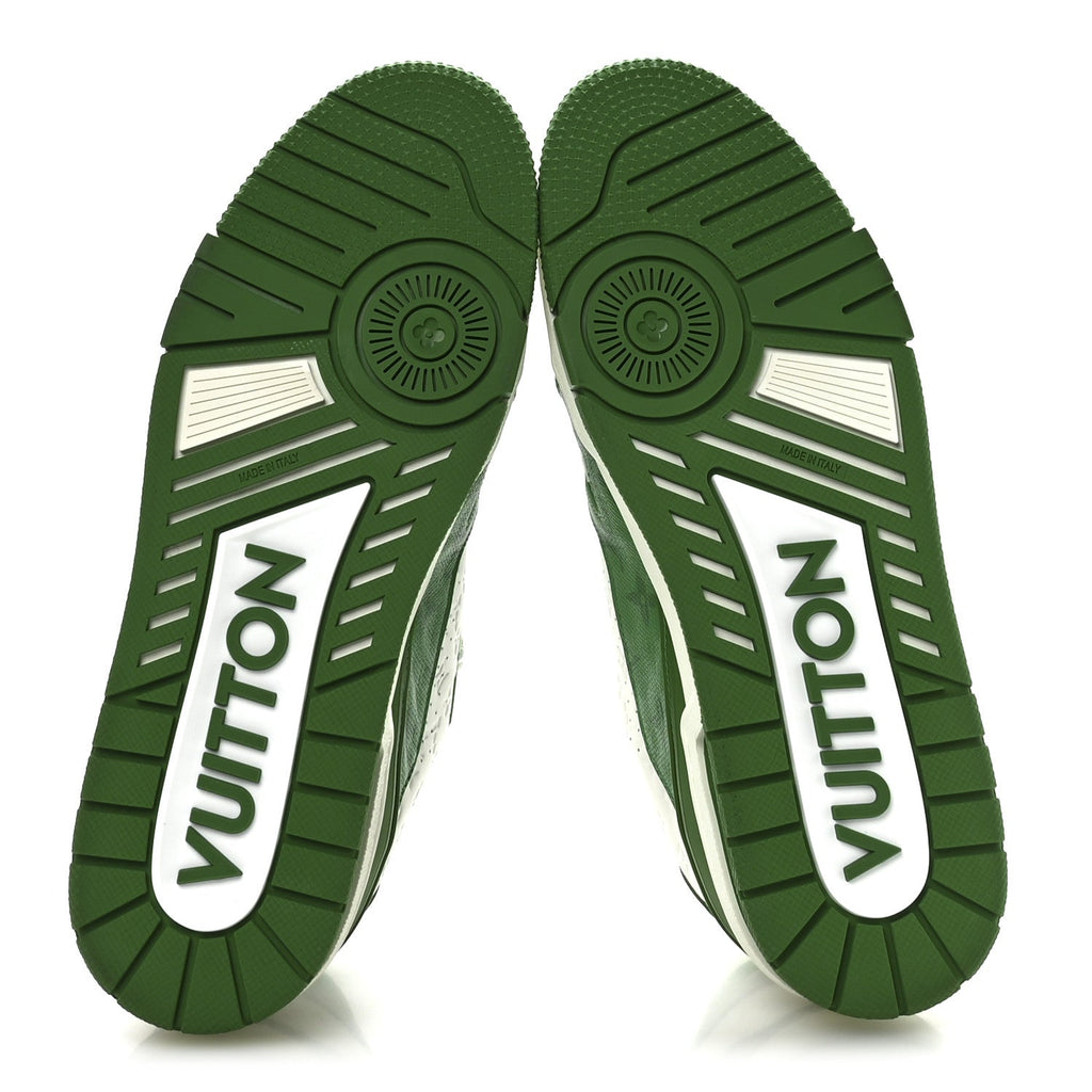 Calfskin Monogram Mens LV Trainer Sneakers 8.5 Green £¨ Direct shipment via from wholesalehk.shop