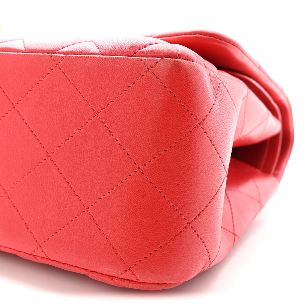 Lambskin Quilted Jumbo Double Flap Red wholesalehk.shop