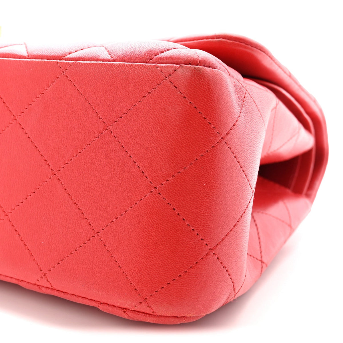 Lambskin Quilted Jumbo Double Flap Red wholesalehk.shop