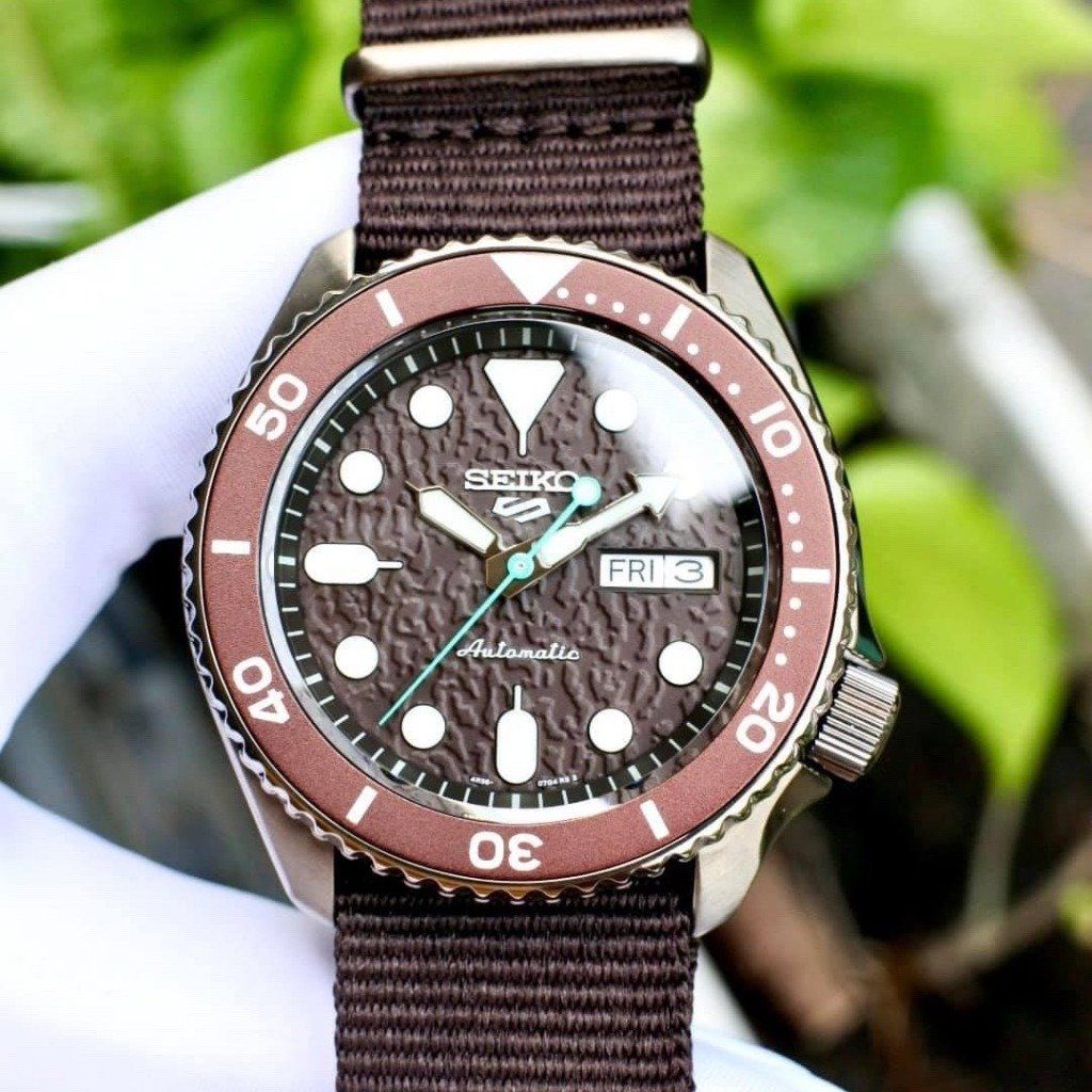 Seiko 5 Sport Automatic Brown Dial Brown Nylon Strap Watch For Men - SRPD85K1 wholesalehk.shop
