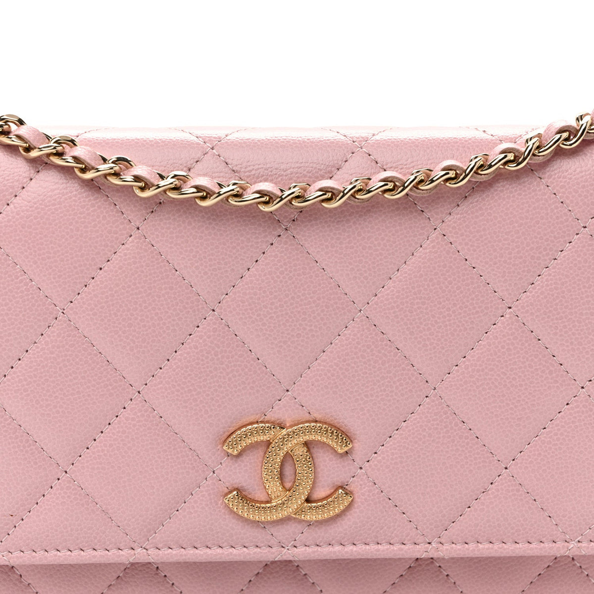 Caviar Quilted Studded CC Wallet on Chain WOC Light Pink wholesalehk.shop