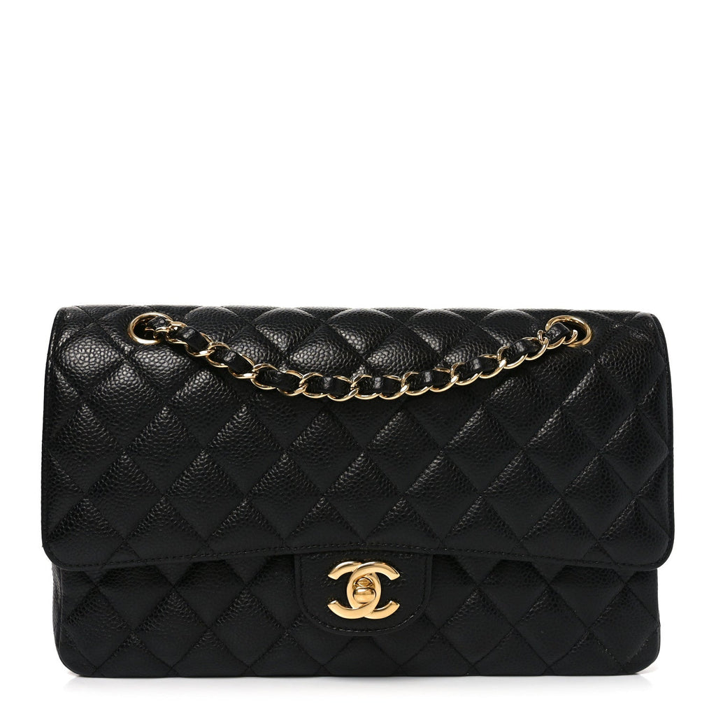 Caviar Quilted Medium Double Flap Black wholesalehk.shop