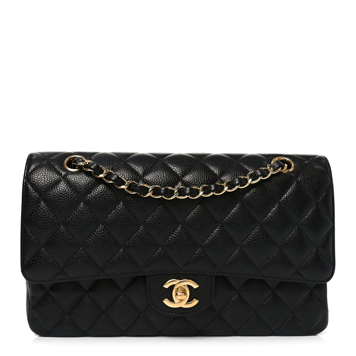 Caviar Quilted Medium Double Flap Black wholesalehk.shop