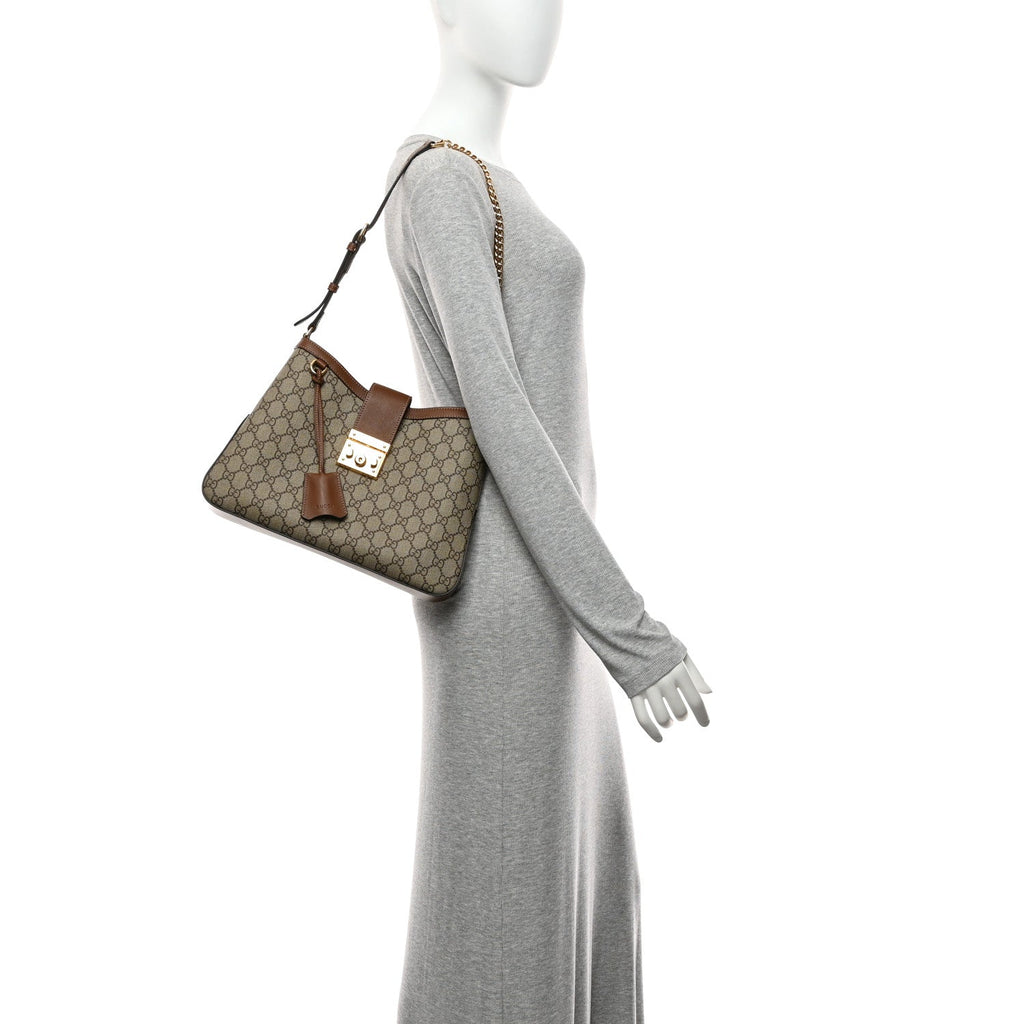 GG Supreme Monogram Medium Padlock Shoulder Bag Beige Ebony Brown Sugar £¨ Direct shipment via from wholesalehk.shop