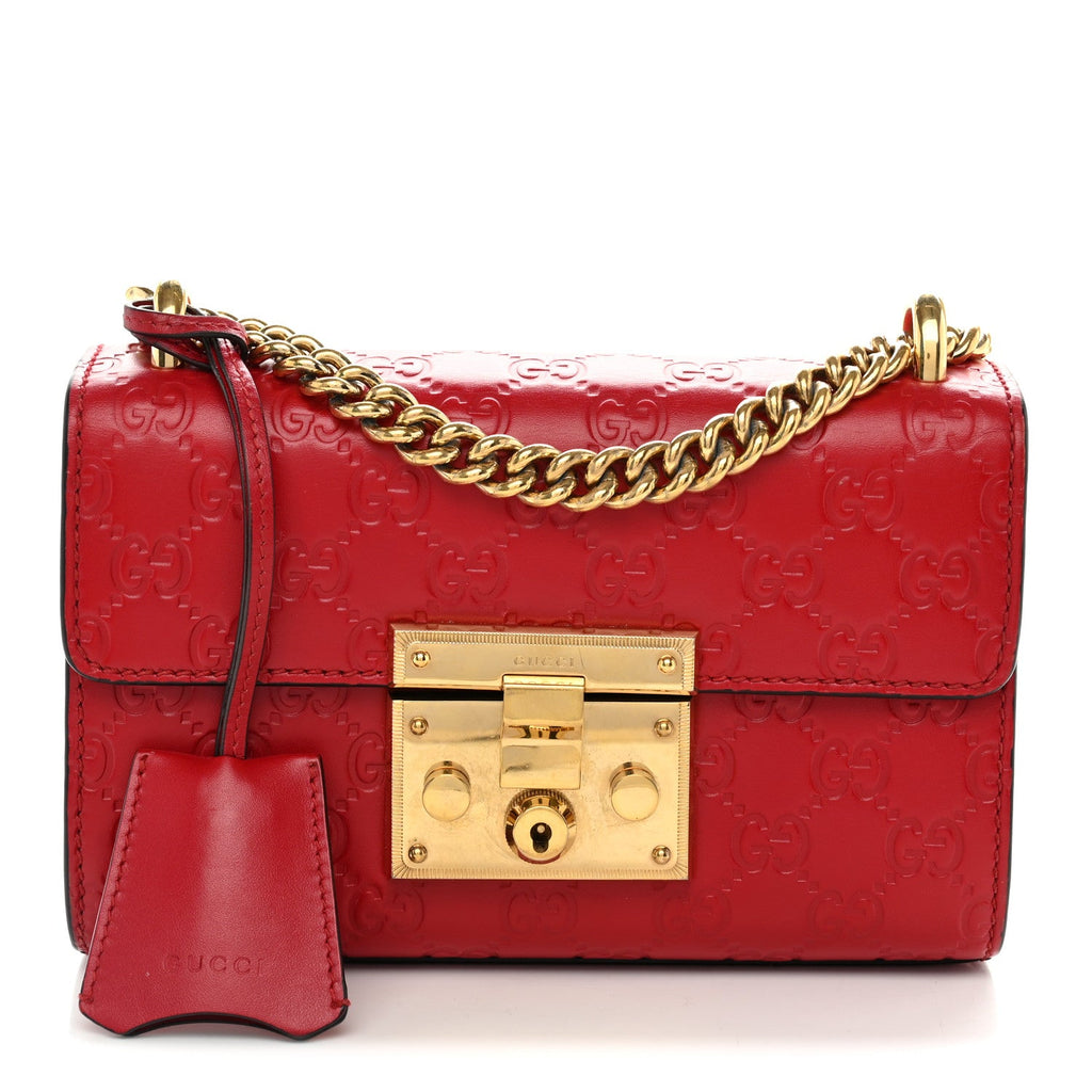 Guccissima Small Padlock Shoulder Bag Hibiscus Red £¨ Direct shipment via from wholesalehk.shop