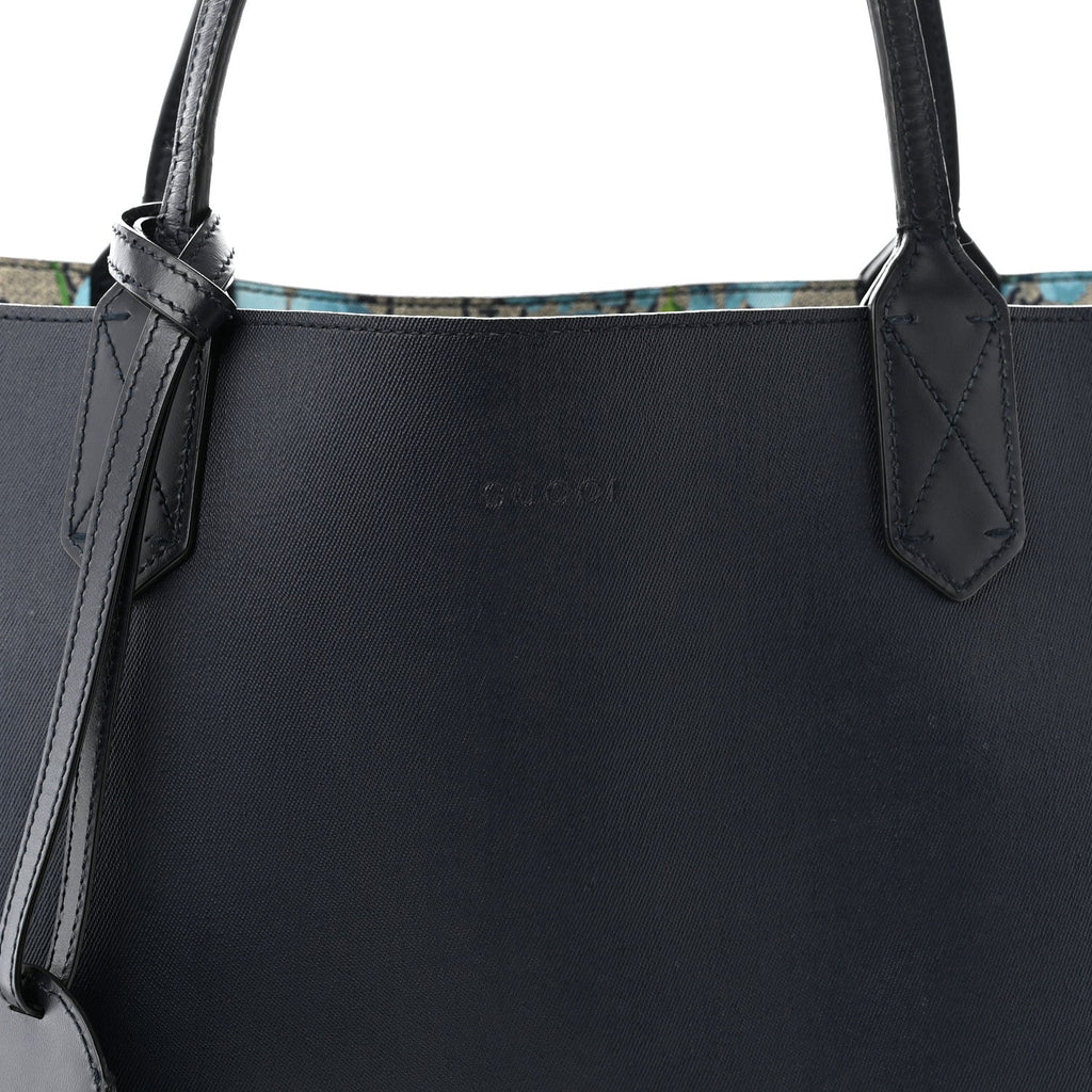 GG Supreme Monogram Blooms Medium Reversible Tote Beige Blue Navy wholesalehk.shop