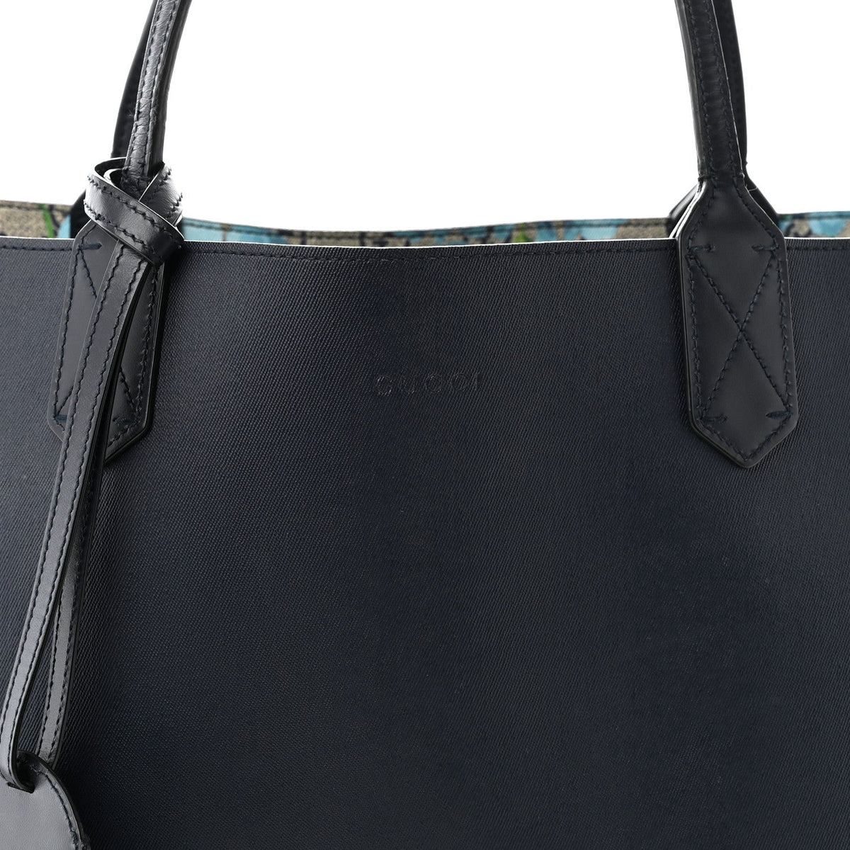 GG Supreme Monogram Blooms Medium Reversible Tote Beige Blue Navy wholesalehk.shop