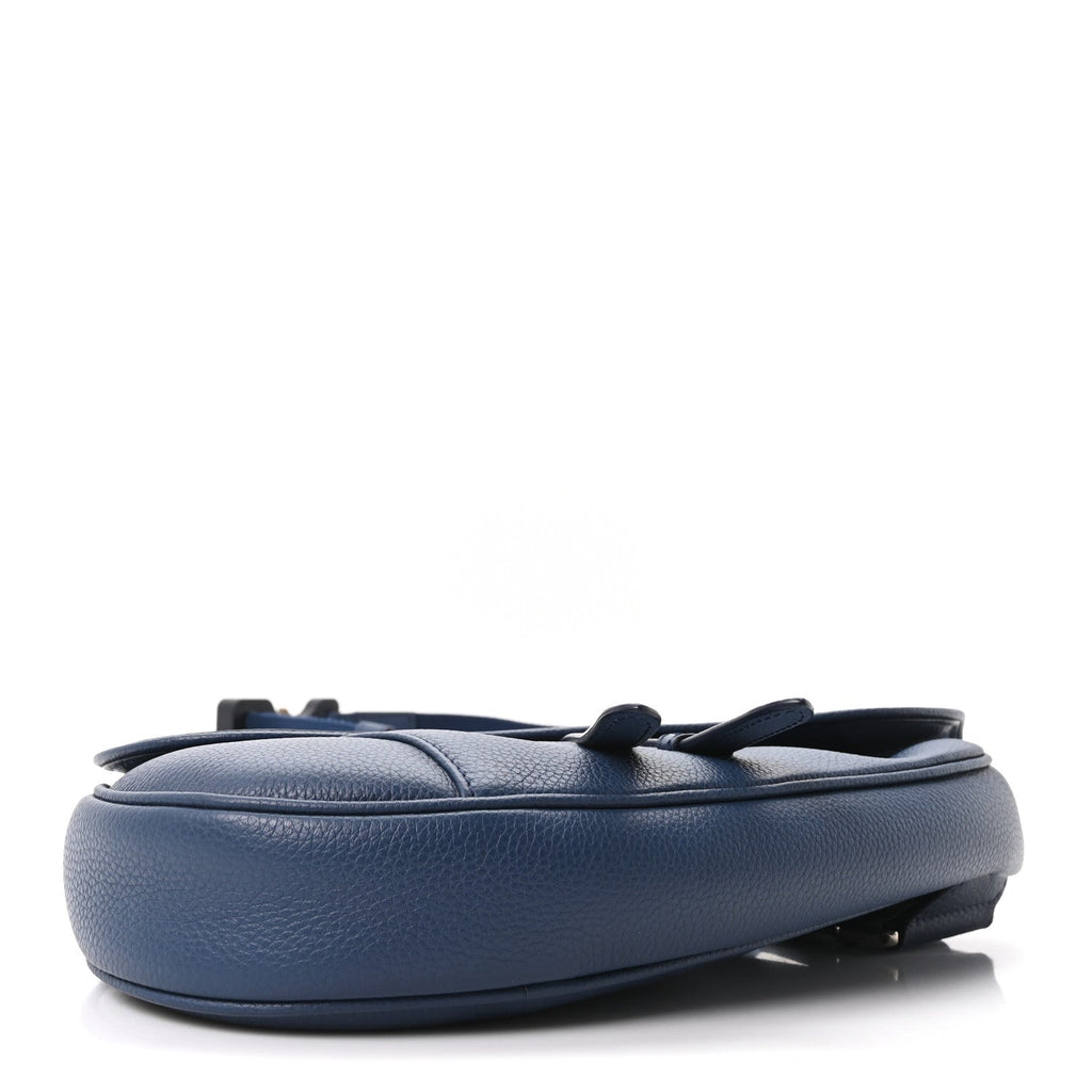 Grained Calfskin Mens Saddle Bag Navy Blue wholesalehk.shop