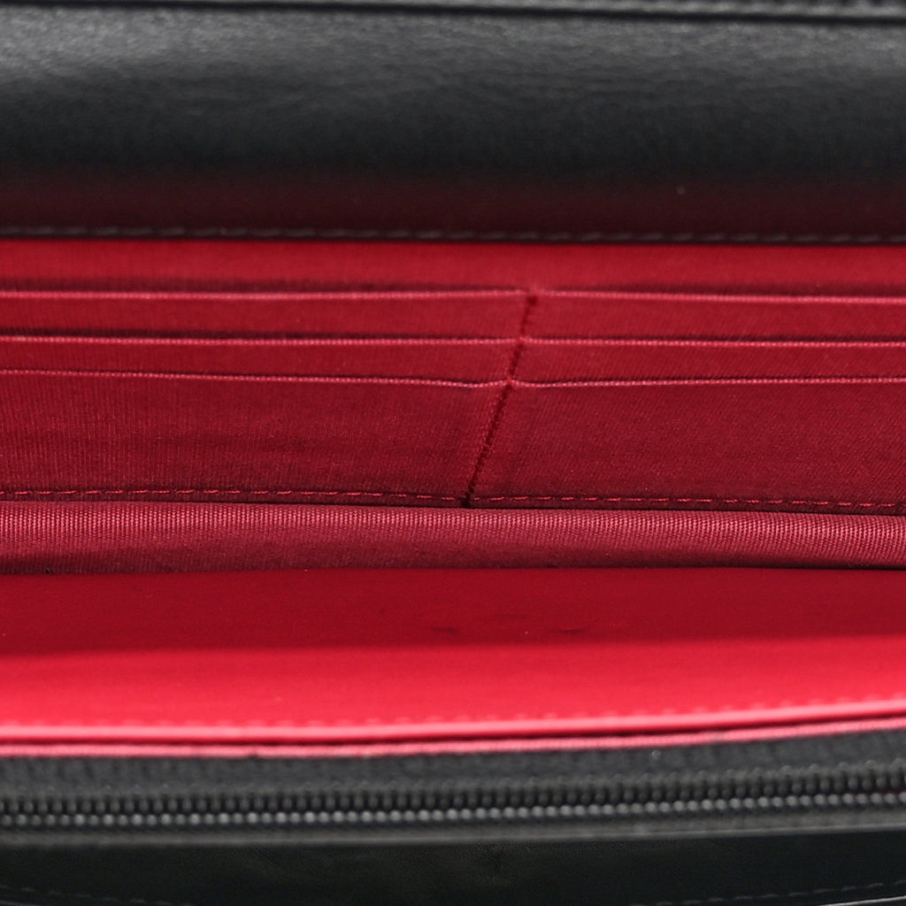 Calfskin Quilted Enchained Wallet On Chain WOC Black wholesalehk.shop