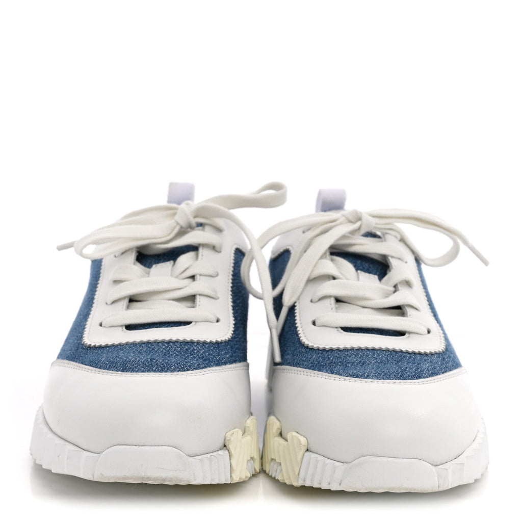 Denim Suede Goatskin Bouncing Sneakers 37.5 Bleu Clair White wholesalehk.shop