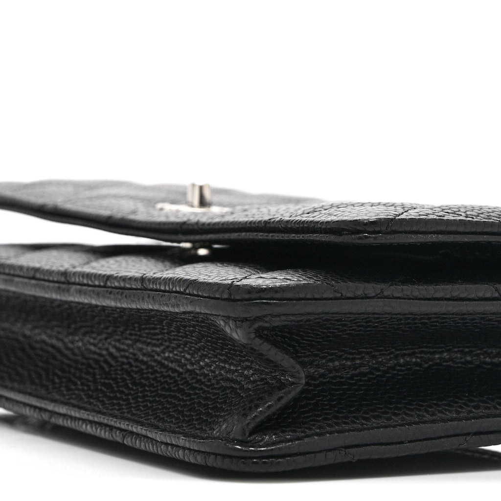 Caviar Quilted CC Turnlock Wallet On Chain WOC Black wholesalehk.shop