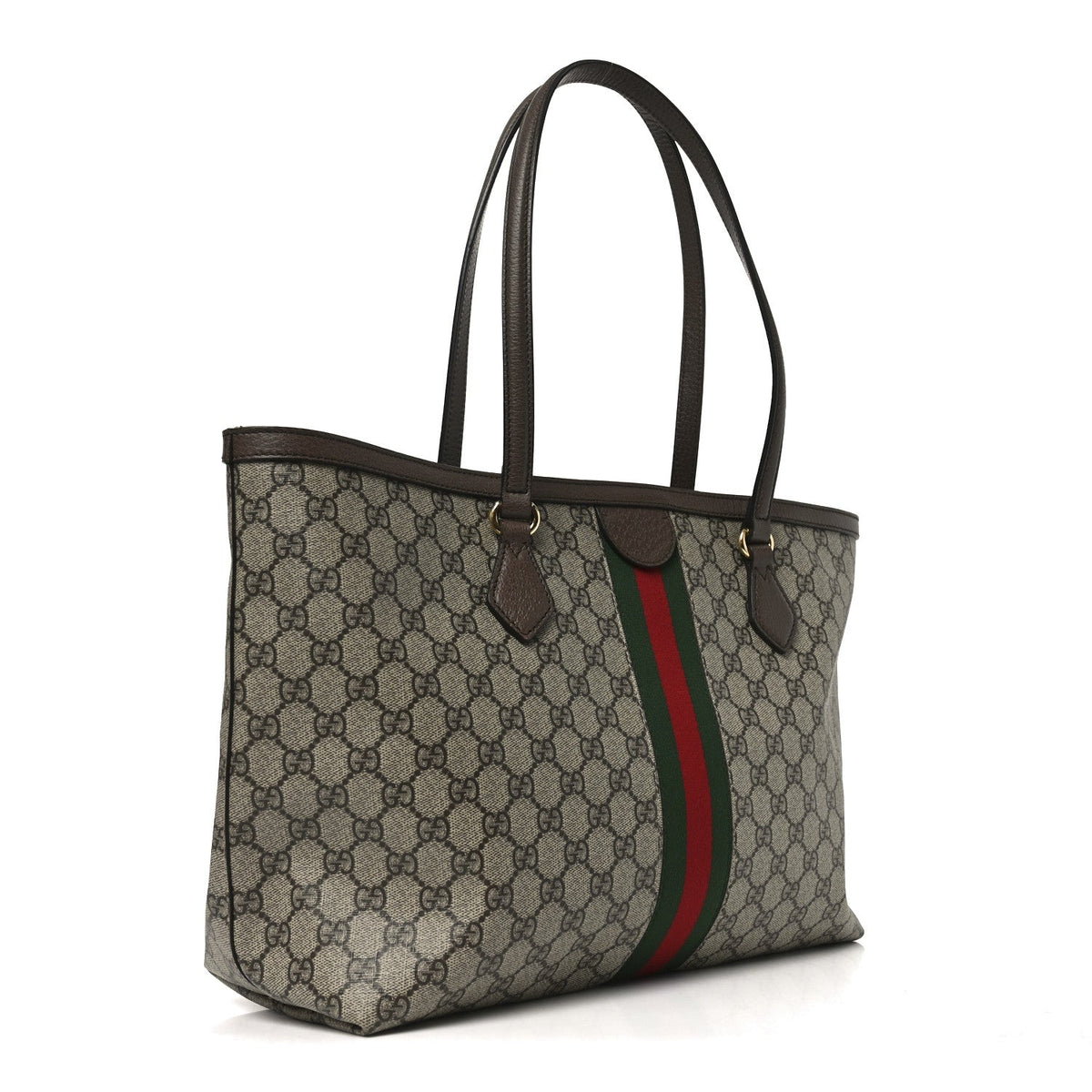 GG Supreme Monogram Medium Ophidia Shopping Tote Brown wholesalehk.shop