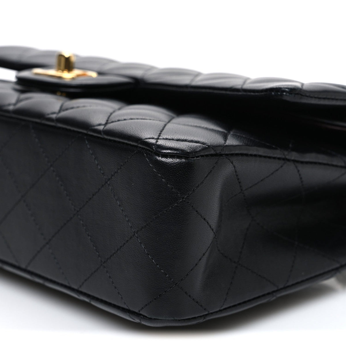 Lambskin Quilted Medium Double Flap Black wholesalehk.shop