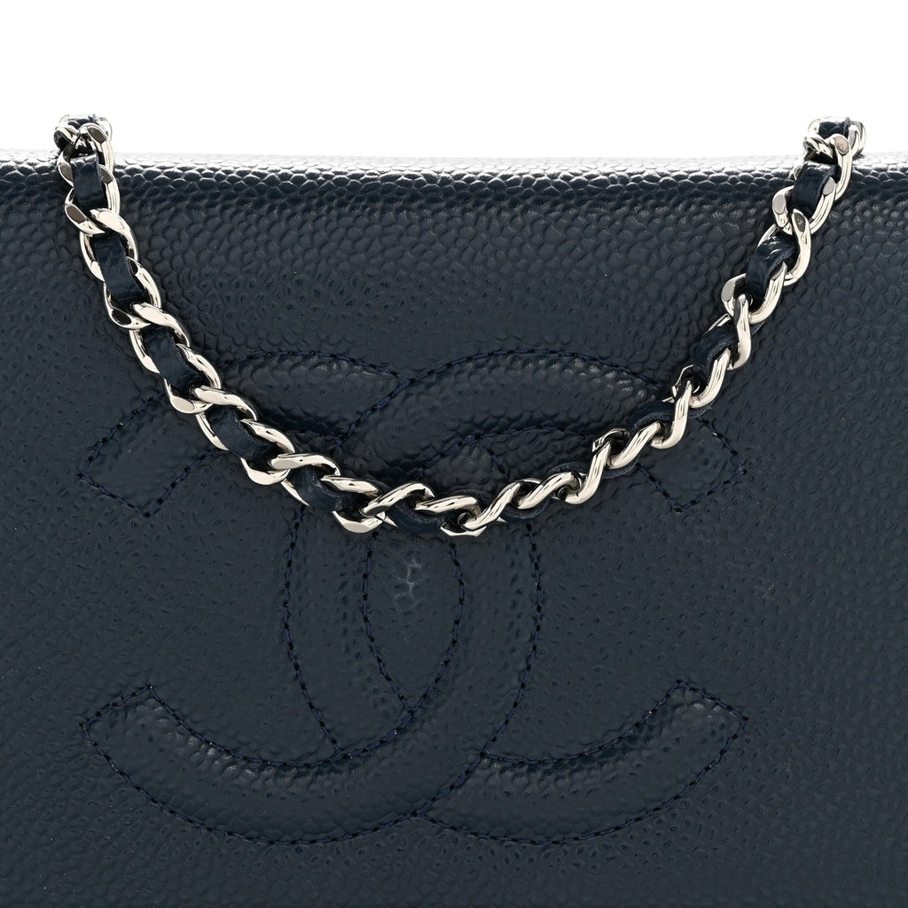Caviar Timeless CC Wallet on Chain WOC Navy Blue wholesalehk.shop
