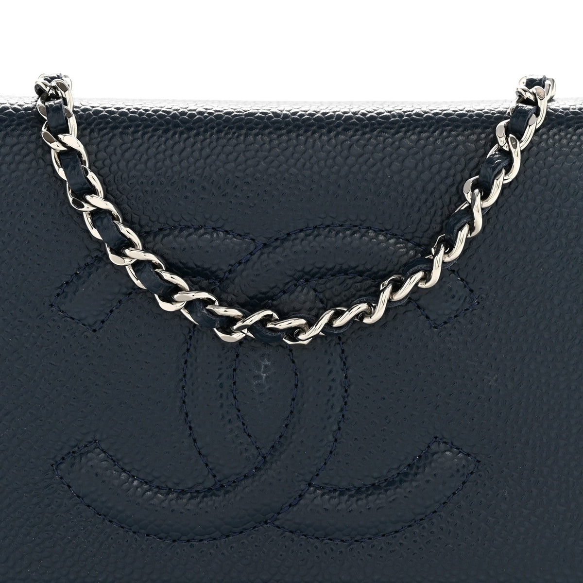 Caviar Timeless CC Wallet on Chain WOC Navy Blue wholesalehk.shop