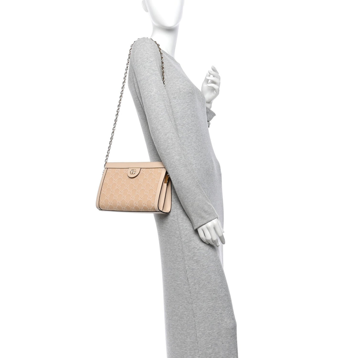 Summer Denim Calfskin GG Monogram Small Ophidia Chain Shoulder Bag Souffle Rose wholesalehk.shop