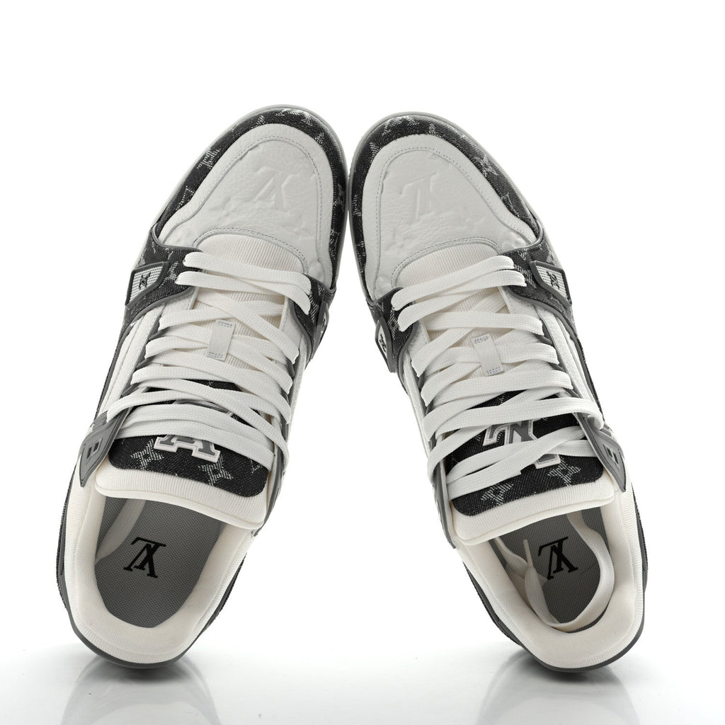 Calfskin Embossed Monogram Denim Mens LV Trainer Sneakers 11 Grey £¨ Direct shipment via from wholesalehk.shop