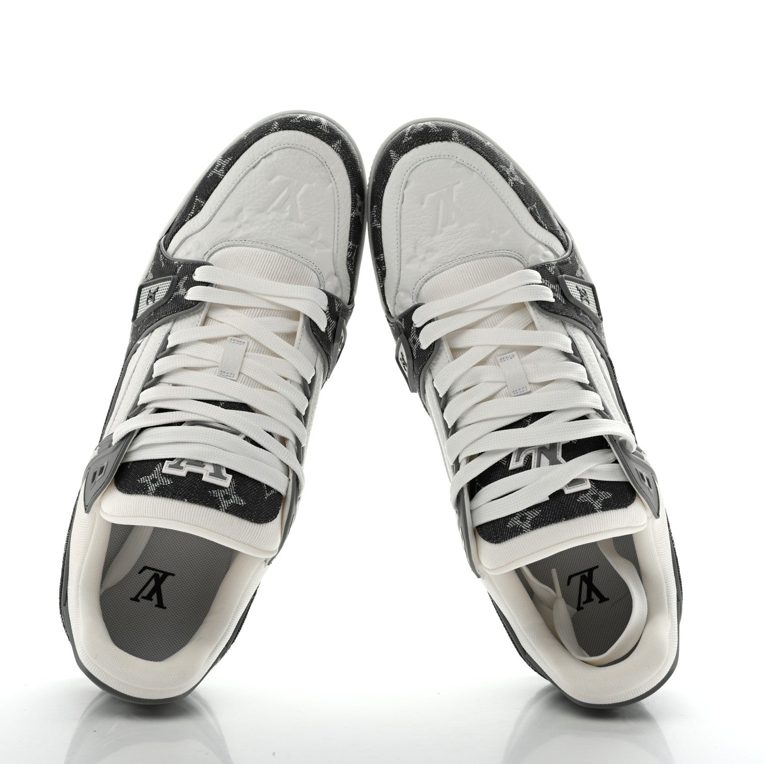 Calfskin Embossed Monogram Denim Mens LV Trainer Sneakers 11 Grey £¨ Direct shipment via from wholesalehk.shop