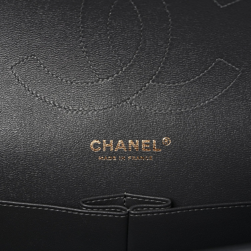 Caviar Quilted Jumbo Double Flap Dark Grey wholesalehk.shop